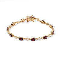 D''Joy AAA Red Zircon and White Zircon 9.00 ctw Bracelet in 18K Vermeil Yellow Gold Over Sterling Silver (7.25 In)