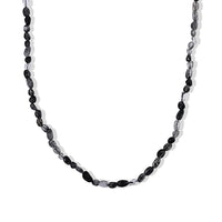 Black Rutilated Quartz 50.00 ctw Cord Beaded Necklace (17-19 Inches) in Stainless Steel