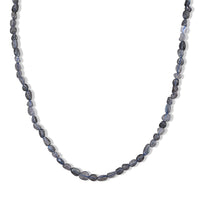 Malagasy Labradorite 50.00 ctw Cord Beaded Necklace (17-19 Inches) in Stainless Steel