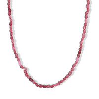 Strawberry Quartz 50.00 ctw Cord Beaded Necklace (17-19 Inches) in Stainless Steel