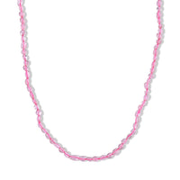 Rose Quartz 50.00 ctw Cord Beaded Necklace (17-19 Inches) in Stainless Steel