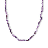 Purple Quartz 50.00 ctw Cord Beaded Necklace (17-19 Inches) in Stainless Steel