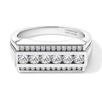 Luxuriant Lab Grown Diamond G-H SI 1.00 ctw Men''s Ring in Rhodium Over Sterling Silver (Size 10.0)