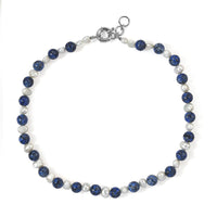 EverTrue Blue Jasper and Fresh Water Pearl 180.00 ctw Beaded Necklace in Platinum Bond 18 Inches