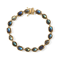 EverTrue AAA Malagasy Labradorite Line Bracelet in 18K YG Plated (8.00 In) 24.15 ctw