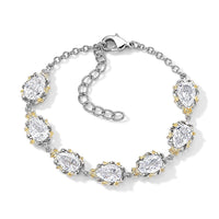 EverTrue Simulated Diamond Line Bracelet in 18K YG Plated and Platinum Bond (6.50 In)