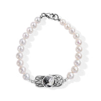 D''Joy Passport to Israel Artisan Crafted White Buffalo, Freshwater Pearl Bracelet in Sterling Silver (7.25 In) 4.25 ctw