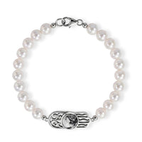 D''Joy Passport to Israel Artisan Crafted White Buffalo, Freshwater Pearl Bracelet in Sterling Silver (7.25 In) 4.25 ctw