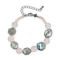 EverTrue Grey Pearl (D) and White Jade 50.00 ctw Bracelet in Stainless Steel (7.25 In)