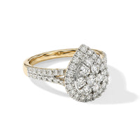 10K Yellow Gold White Diamond (F-G, SI2) Cluster Ring (Size 7.0) 1.00 ctw