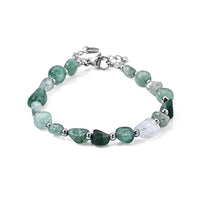 Rose Quartz 28.00 ctw Cord Beaded Bracelet in Stainless Steel (6-9In)