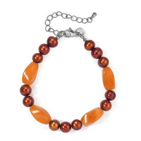 EverTrue Bronze Pearl (D), Multi Gemstone Bracelet in Stainless Steel (7.25 In) 55.00 ctw