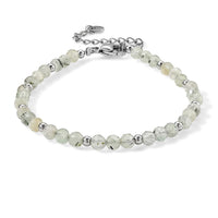 Prehnite 15.00 ctw Cord Beaded Bracelet in Stainless Steel (6-9In)