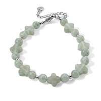 Strawberry Quartz 33.00 ctw Cord Four Leaf Clover Beaded Bracelet in Stainless Steel (6-9In)