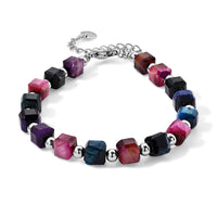 Green Aventurine 50.00 ctw Cord Beaded Square Bracelet in Stainless Steel (6-9In)