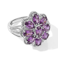 EverTrue Simulated Amethyst Color Diamond Ring in Stainless Steel (Size 10.0)