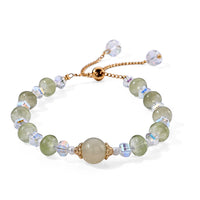 Austrian Green Crystal, Freshwater Pearl Bracelet in Goldtone (6.00-9.00In)