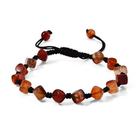 Red Carnelian 28.00 ctw Cotton Cord Beaded Bracelet (6-9In)