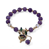 Austrian Purple Crystal Bracelet in Goldtone (6.00-9.00In)