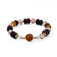 Multi-Tourmaline, Freshwater Pearl Bracelet in Goldtone (6.00-6.50In) 50.00 ctw