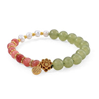 Strawberry Quartz, Multi Gemstone Bracelet in Goldtone (6.00-6.50In) 55.00 ctw