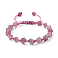 Red Carnelian 28.00 ctw Cotton Cord Beaded Bracelet (6-9In)
