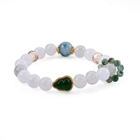 White Jade, Green Aventurine Bracelet in Goldtone (6.00-6.50In) 95.00 ctw