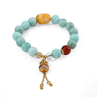 Green Jade, Red Agate Bracelet in Goldtone (6.00-6.50In) 20.00 ctw