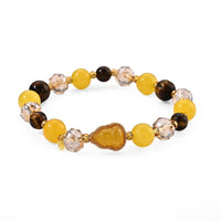 Tigers Eye, Yellow Agate Bracelet in Goldtone (6.00-6.50In) 50.00 ctw