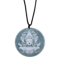 Natural Olmec Jadeite Buddha Black Cord Necklace (28 Inches) 100.00 ctw