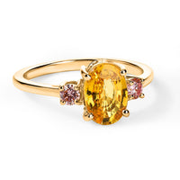 10K Yellow Gold AAA Yellow Sapphire, Luxuriant Lab Grown Pink Diamond (VS) Ring (Size 10.0) 1.70 ctw