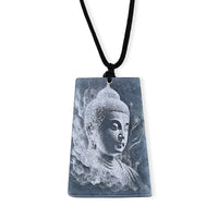 Natural Olmec Jadeite Buddha Black Cord Necklace (28 Inches) 120.00 ctw