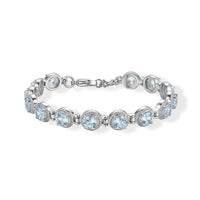 Epic Deal EverTrue Sky Blue Topaz Vintage Station Bracelet in Stainless Steel (6.50 In) 10.10 ctw