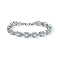 Epic Deal EverTrue Sky Blue Topaz Vintage Station Bracelet in Stainless Steel (6.50 In) 10.10 ctw