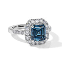 950 Platinum Luxuriant Lab Grown Blue Diamond (IR) and Lab Grown Diamond (VS) Halo Ring (Size 6.0) (6 g) 2.50 ctw