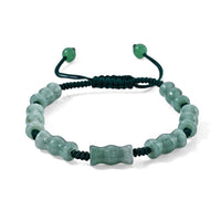 Green Aventurine 30.00 ctw Cotton Cord Bamboo Beaded Bracelet (6-9In)