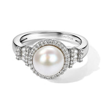 EverTrue Freshwater Pearl and Moissanite 0.35 ctw Ring in Platinum Bond (Size 10.0)