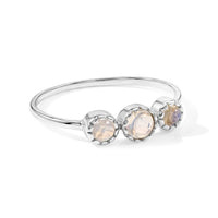 White Moonstone 0.30 ctw 3 Stone Ring in Sterling Silver (Size 8.0)
