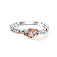 Luxuriant Lab Grown Diamond (G-H, SI) Rose Floral Ring in 18K Vermeil RG and Rhodium Over Sterling Silver (Size 5.0) 0.15 ctw