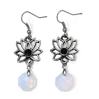 Opalite and Glass Earrings in Silvertone 15.00 ctw