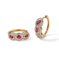 D'Joy Premium Niassa Ruby (FF), Moissanite Hoop Earrings in 18K Vermeil YG Over Sterling Silver 2.75 ctw