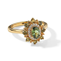D''Joy Premium Tanzanian Natural Green Apatite, Multi Gemstone Ring in 18K Vermeil YG Over Sterling Silver (Size 7.0) 1.10 ctw