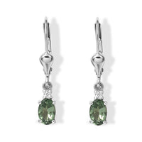 D''Joy Premium Tanzanian Natural Green Apatite, Moissanite Lever Back Earrings in Rhodium Over Sterling Silver 1.00 ctw