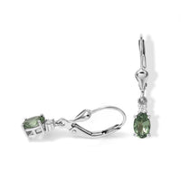 D''Joy Premium Tanzanian Natural Green Apatite, Moissanite Lever Back Earrings in Rhodium Over Sterling Silver 1.00 ctw