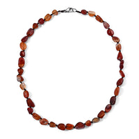Red Agate 150.00 ctw Beaded Cord Necklace in Stainless Steel 20 Inches