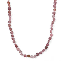 Strawberry Quartz 150.00 ctw Beaded Cord Necklace in Stainless Steel 20 Inches