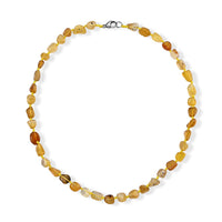 Yellow Chalcedony (D) 150.00 ctw Beaded Cord Necklace in Stainless Steel 20 Inches