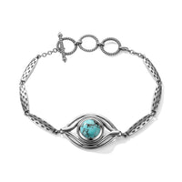 D''Joy Passport to Israel Blue Moon Turquoise Bracelet in Sterling Silver (6.50-8.0In) 4.00 ctw