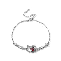 Mozambique Garnet and Simulated Diamond 1.30 ctw Beaded Bracelet in Silvertone (Adjustable)