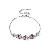 Mozambique Garnet and Simulated Diamond 4.00 ctw Beaded Bracelet in Silvertone (Adjustable)
